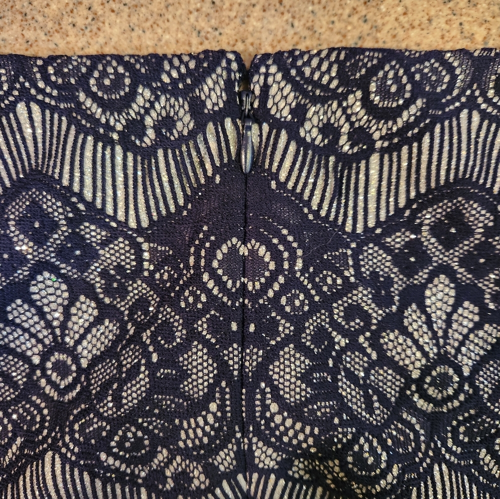 Jessica Howard Elegant Navy Blue  Shimmering Lace Sheath Dress From Macy's - Picture 14 of 16